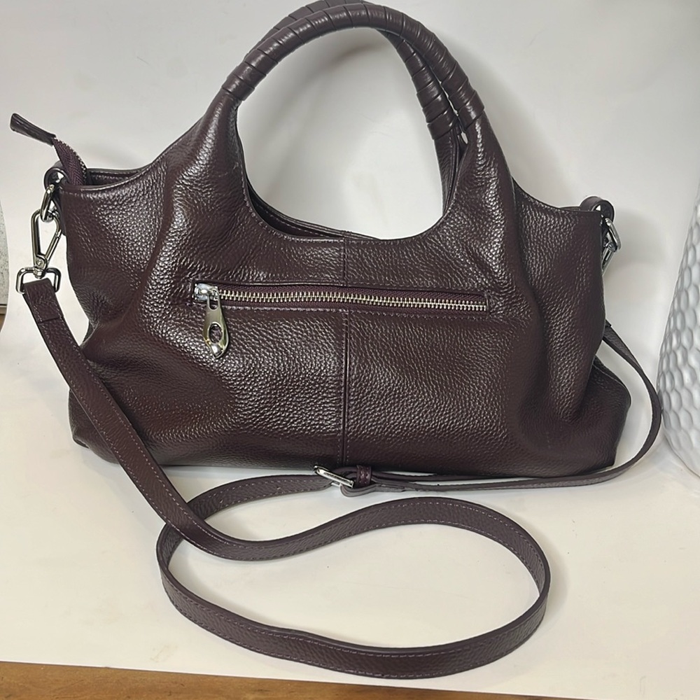 Iswee leather burgundy hobo handbag with removable strap